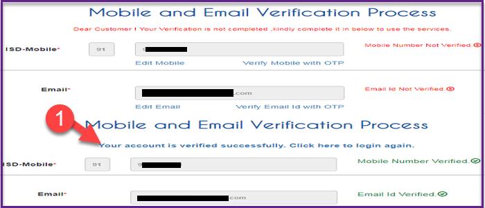 irctc registration email and mobile number verification again
